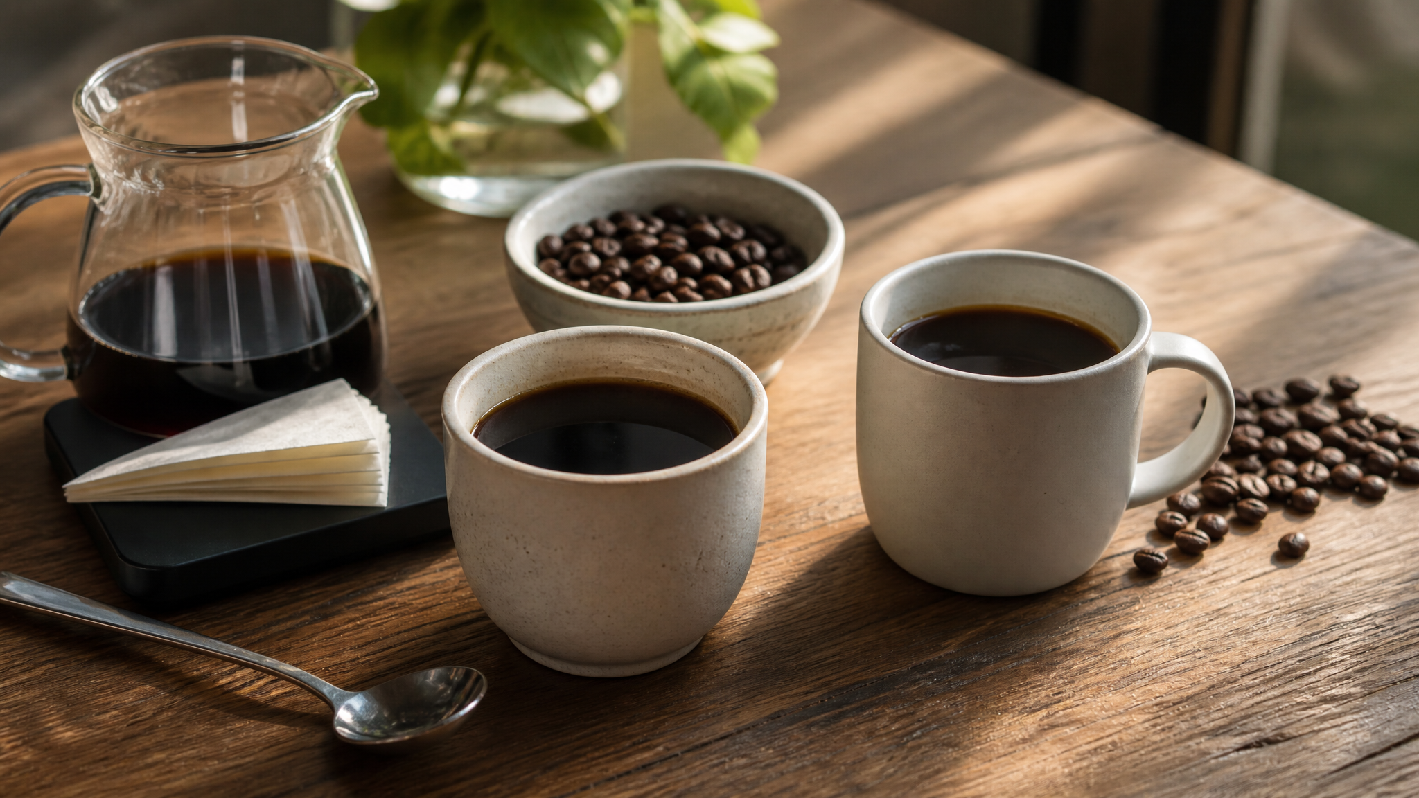 Comparación visual de café de especialidad preparado con cuidado