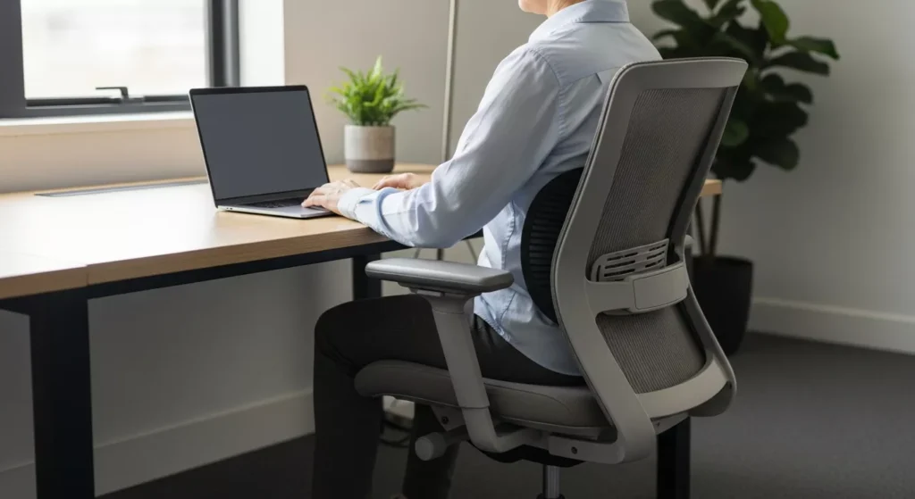 Imagen destacada sobre postura al trabajar sentado, sin texto visible